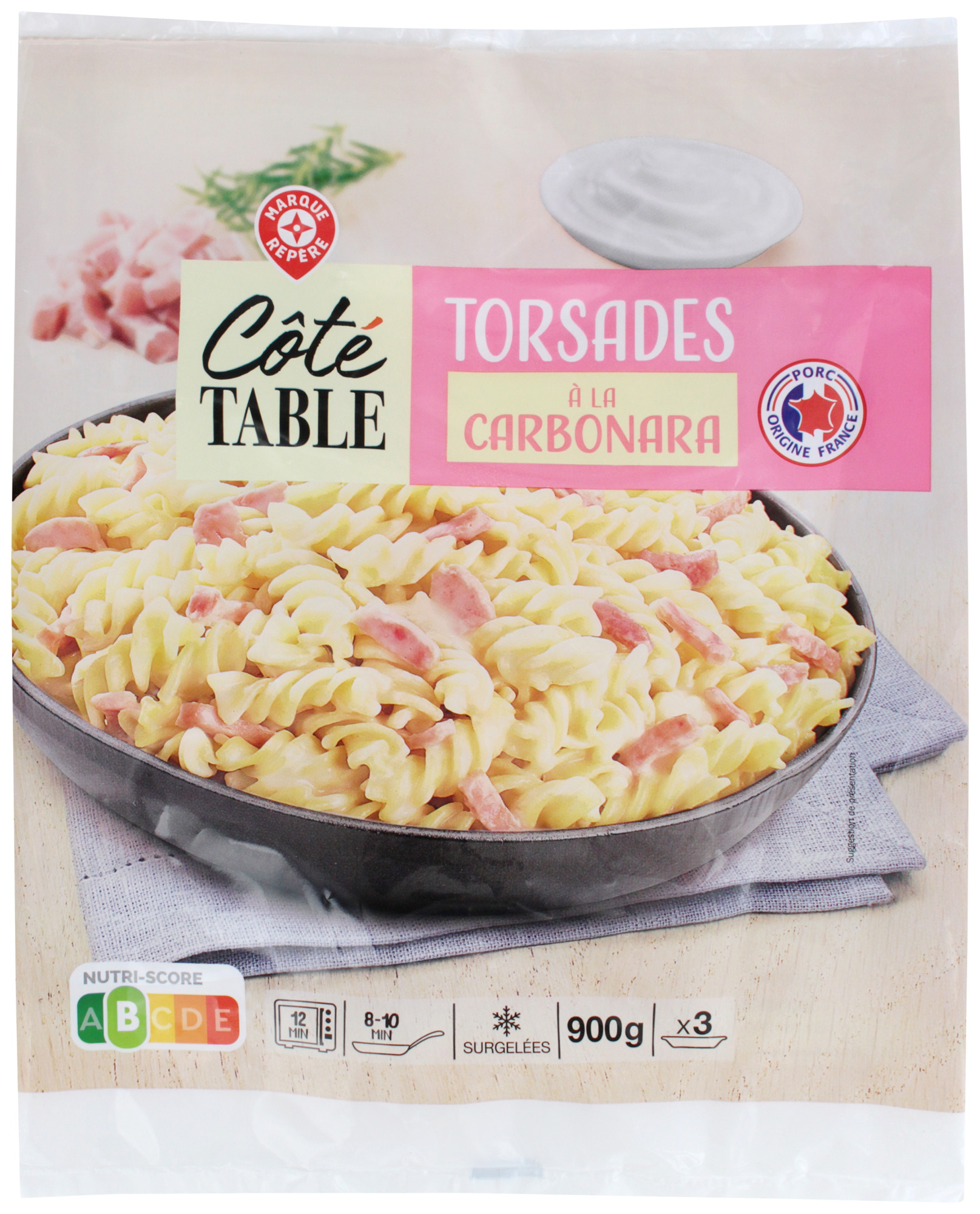 TORSADES À LA CARBONARA SURGELÉES