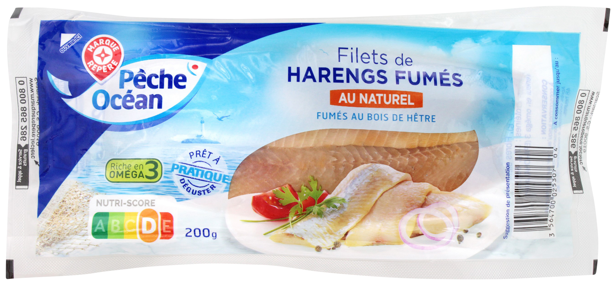 PÊCHE OCÉAN FILETS DE HARENGS FUMÉS code EAN 3564700025307 