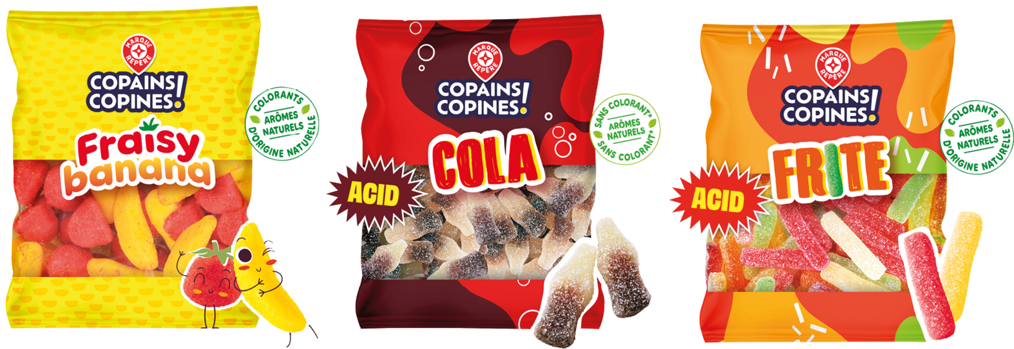 COPAINS COPINES SUR LES PRODUITS PRÉSENTS EN MAGASIN DE LA GAMME BONBONS GÉLIFIÉS "COPAINS COPINES" code EAN 3564700260845 