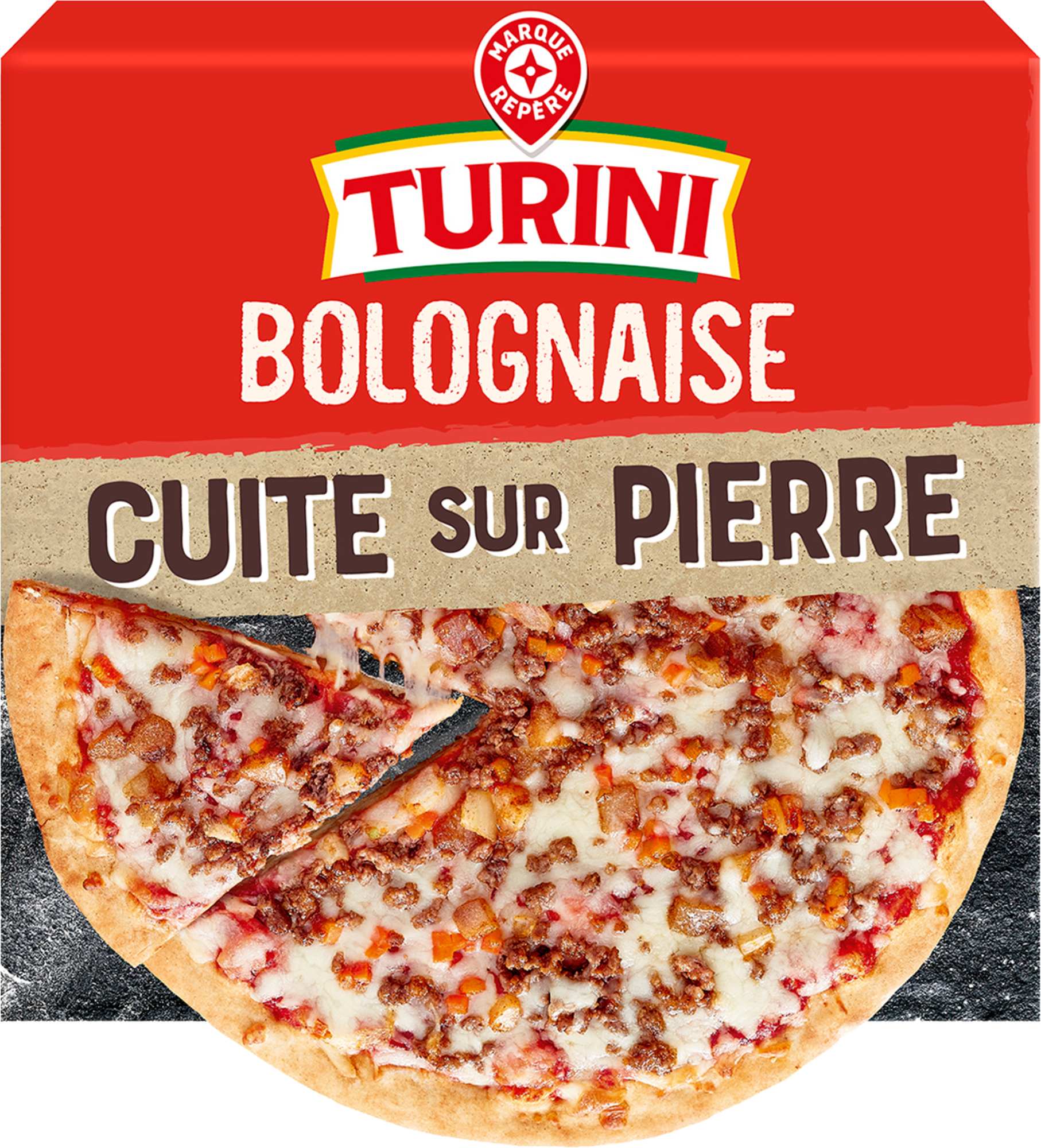 PIZZA BOLOGNAISE CUITE SUR PIERRE SURGELÉE