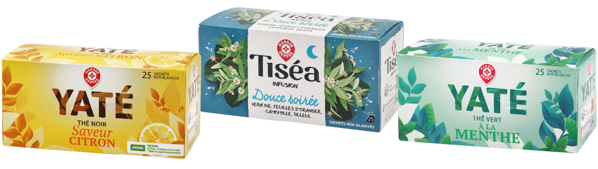 TISÉA SUR LES PRODUITS PRÉSENTS EN MAGASIN DE LA GAMME THÉ ET INFUSION "YATÉ" ET "TISÉA" code EAN 3564700403860 