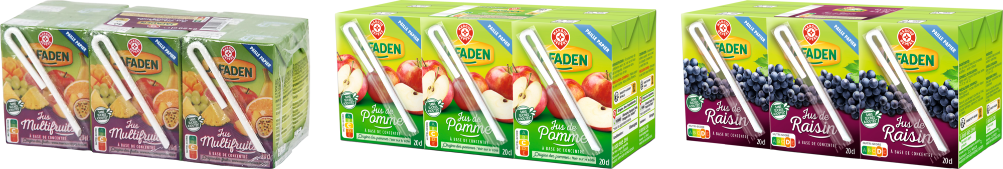 JAFADEN SUR LES PRODUITS PRÉSENTS EN MAGASIN DE LA GAMME "JUS À BASE DE CONCENTRÉ 6X20CL JAFADEN" code EAN 3564700419083 