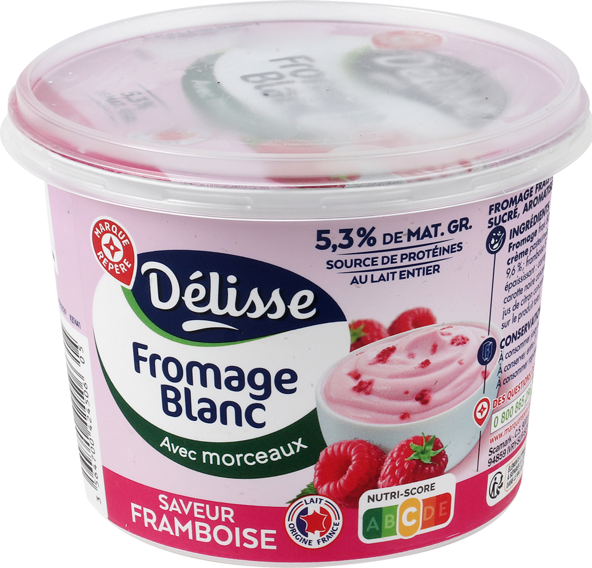 FROMAGE BLANC À LA FRAMBOISE 5,3% MAT. GR.