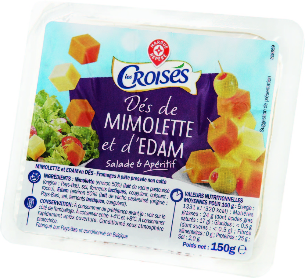 MR2 DÉS EDAM ET MIMOLETTE 24% MAT. GR.* “LES CROISÉS” code EAN 3564700465325 