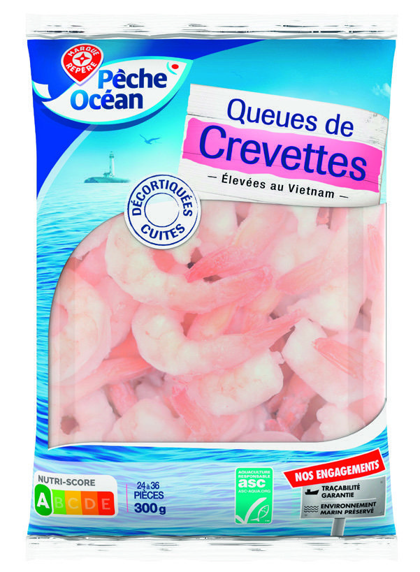 QUEUES DE CREVETTES CUITES DECORTIQUÉS SURGELÉES ASC “PÊCHE OCÉAN” 3564700484524 MR2