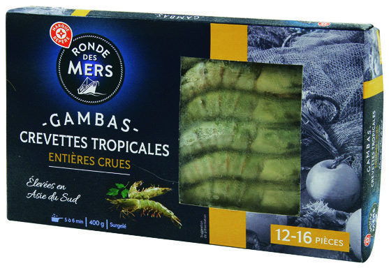 GAMBAS TIGRÉES (PENAEUS MONODON) ENTIÈRES CRUES...