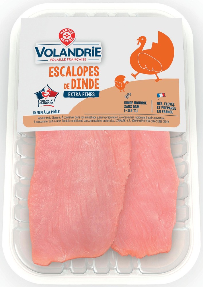 MR2 2 ESCALOPES DE DINDE EXTRA FINES SANS OGM “VOLANDRIE” code EAN 3564700677568 