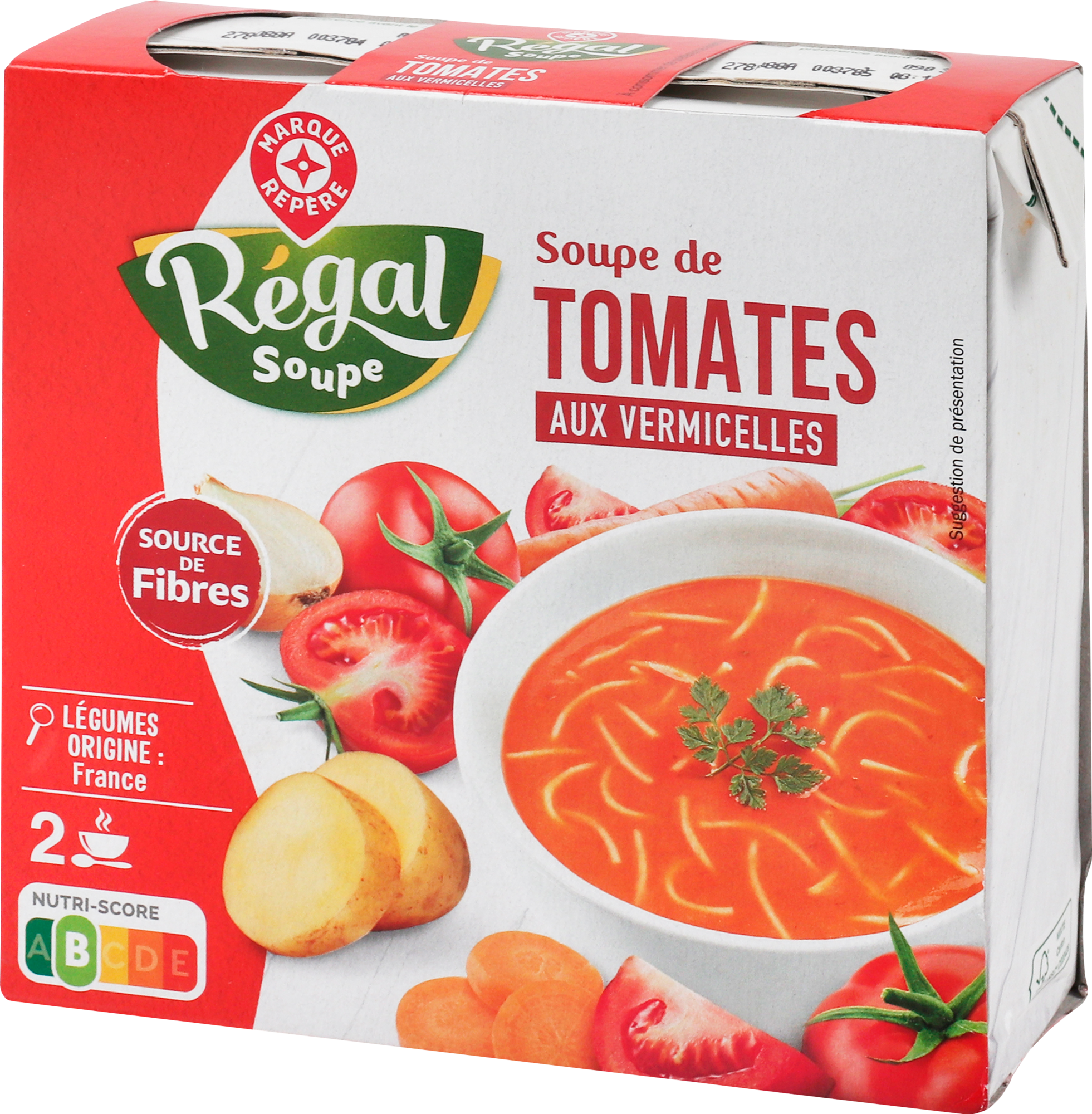 RÉGAL SOUPE SOUPES DE TOMATES AUX VERMICELLES code EAN 3564700808382 