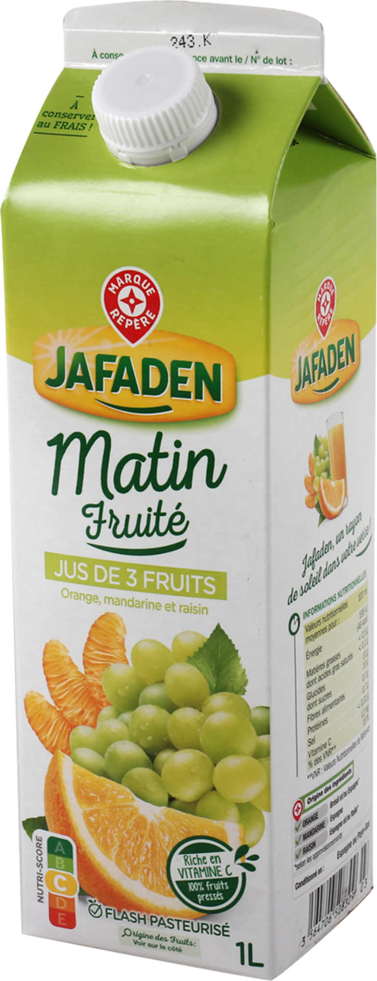 JUS DE 3 FRUITS RÉFRIGÉRÉ : ORANGE, MANDARINE E...