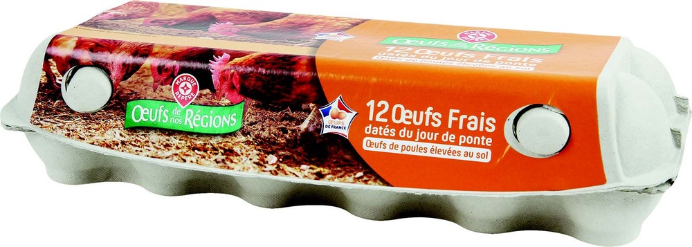 12 OEUFS FRAIS DATÉS DU JOUR DE PONTE DE POULES...