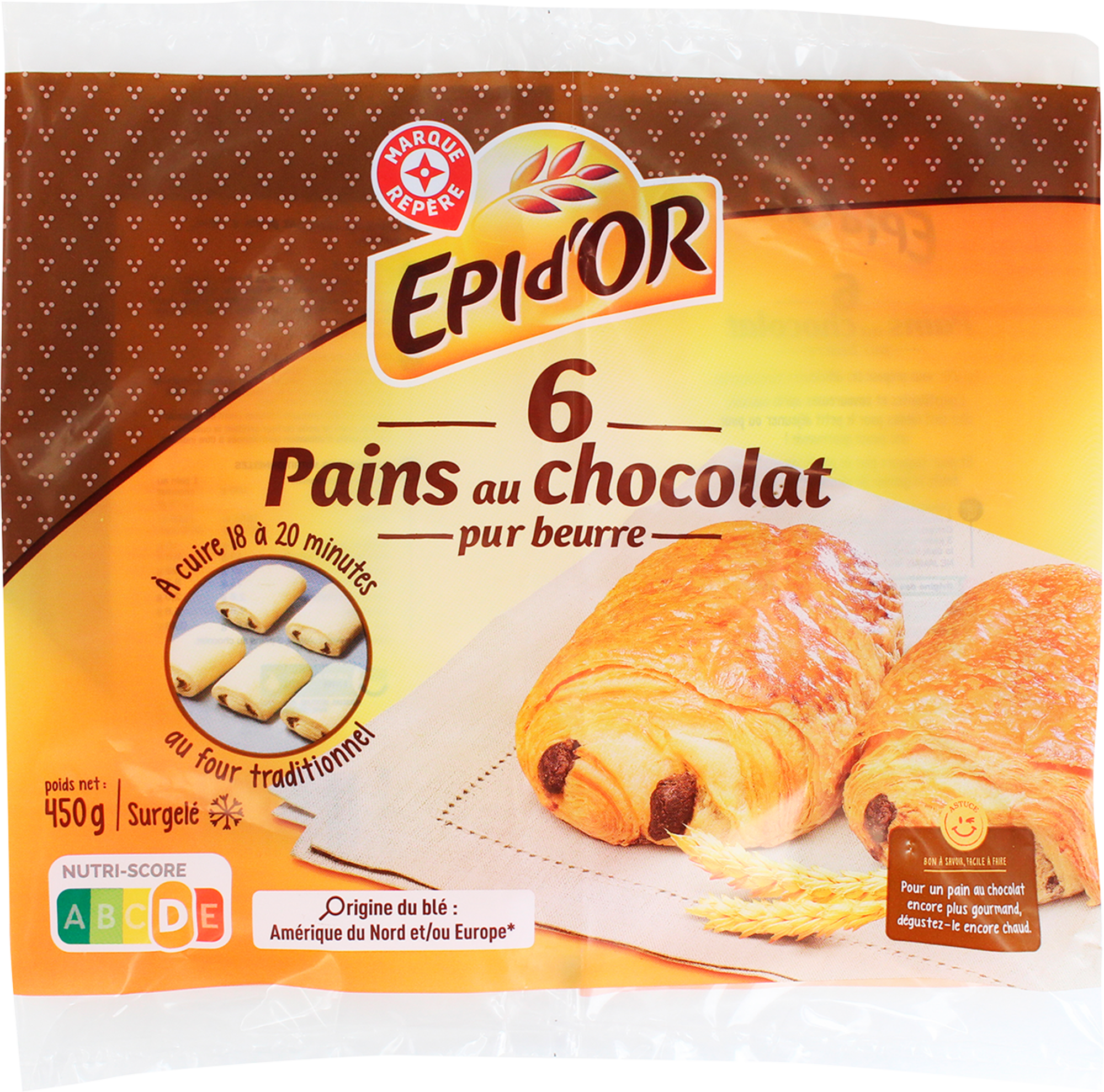 ÉPI D'OR 6 PAINS AU CHOCOLAT SURGELÉS code EAN 3564706564602 