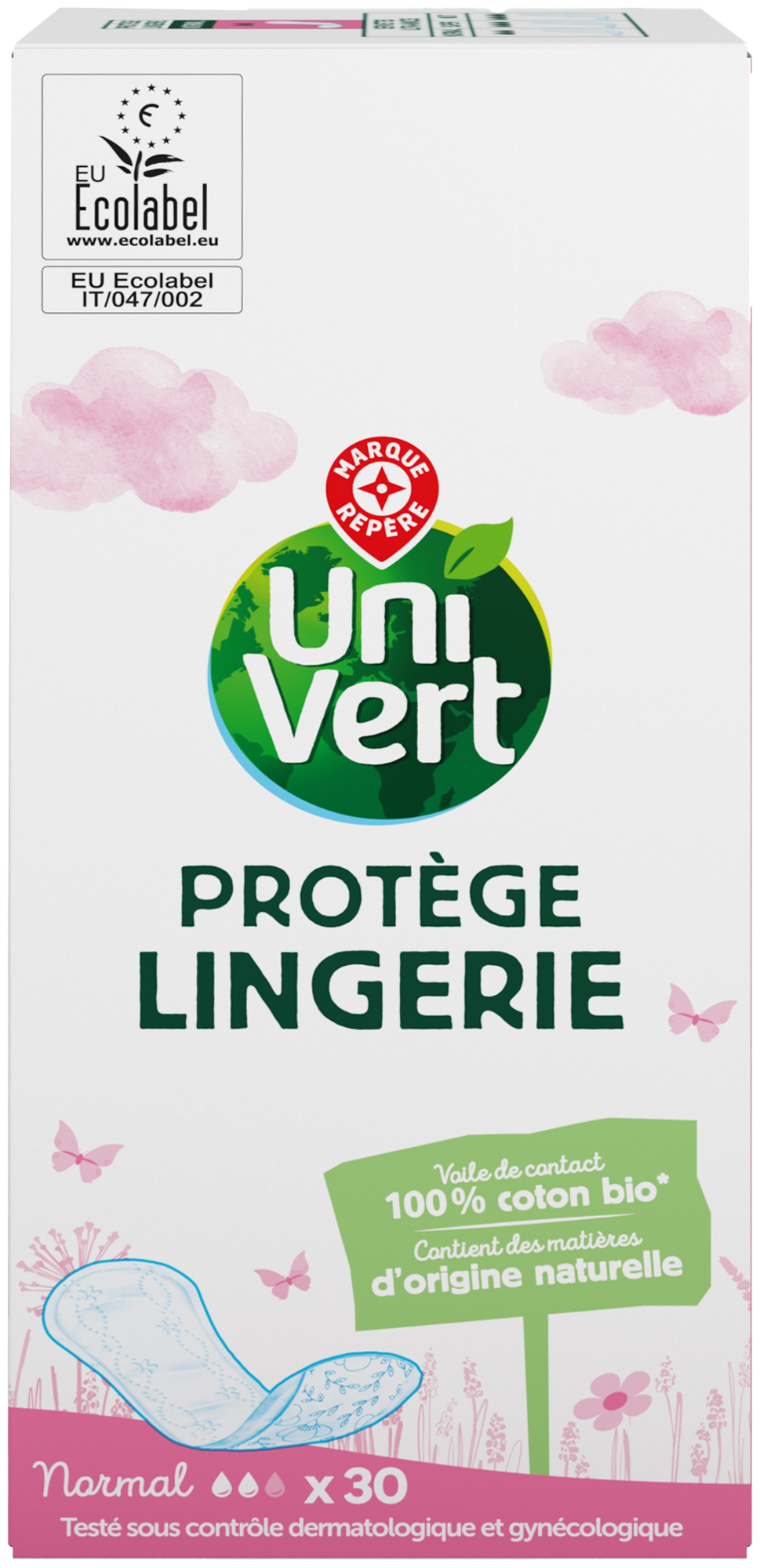 UNI VERT SUR LES PRODUITS PRÉSENTS EN MAGASIN DE LA GAMME HYGIÈNE FÉMININE "UNI VERT" code EAN 3564706590076 