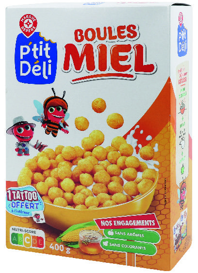 MR2 CÉRÉALES ENFANTS BOULES MIEL “P'TIT DÉLI” code EAN 3564706614833 