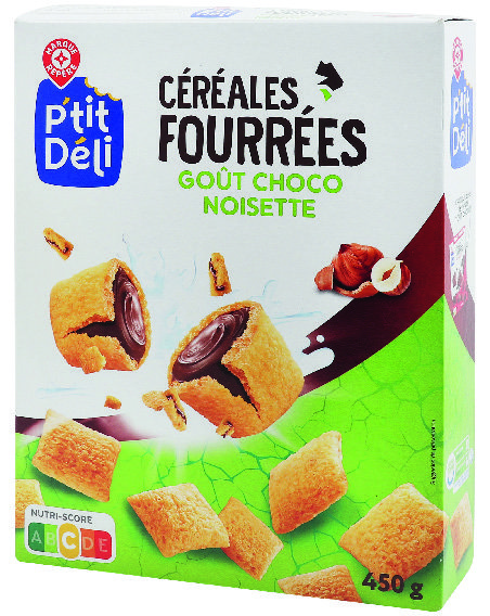 MR2 CÉRÉALES FOURRÉES CHOCO NOISETTE "P'TIT DÉLI" code EAN 3564706614871 