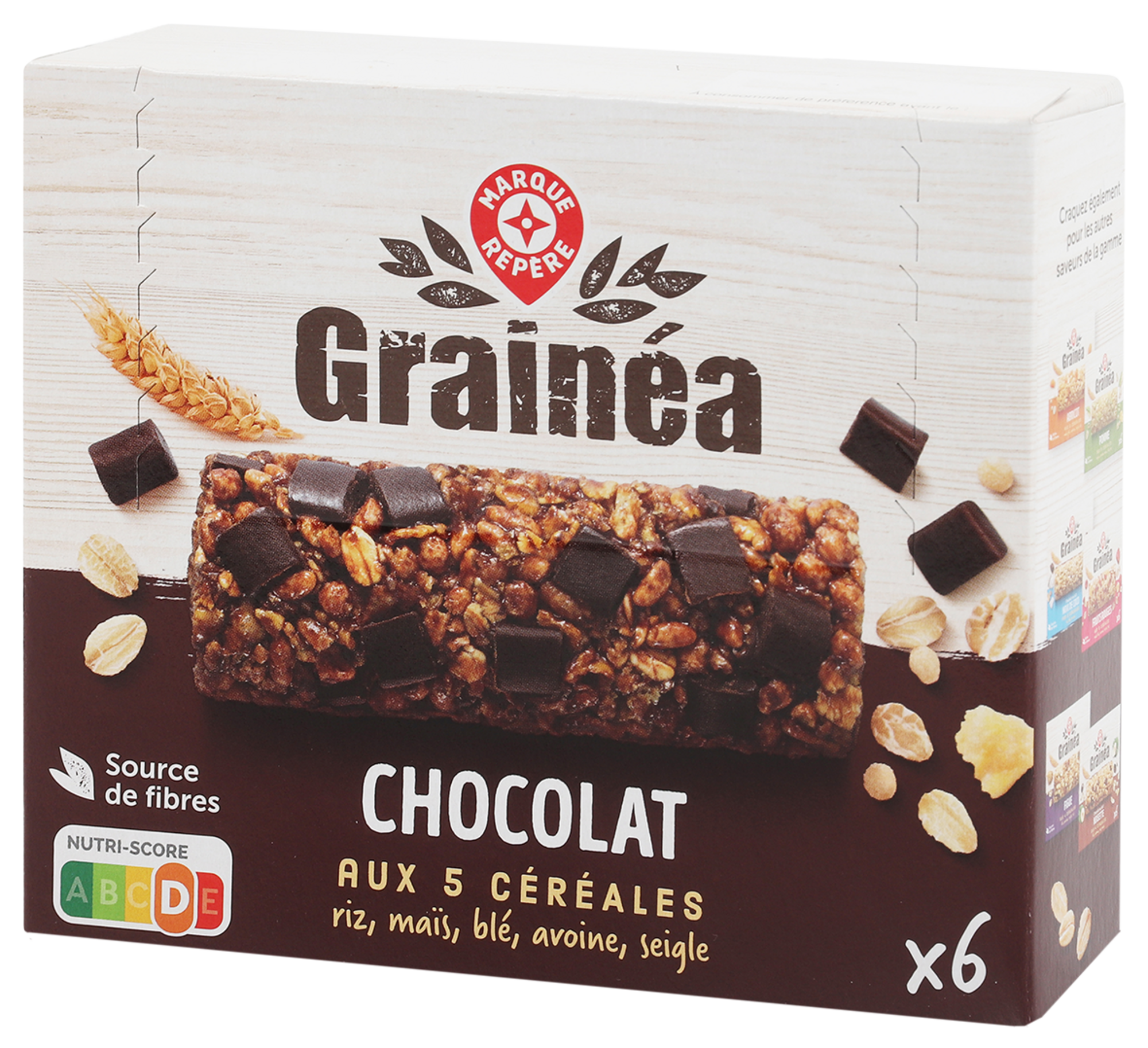 GRAINÉA BARRES DE CÉRÉALES GOÛT CHOCOLAT NOIR code EAN 3564706617506 