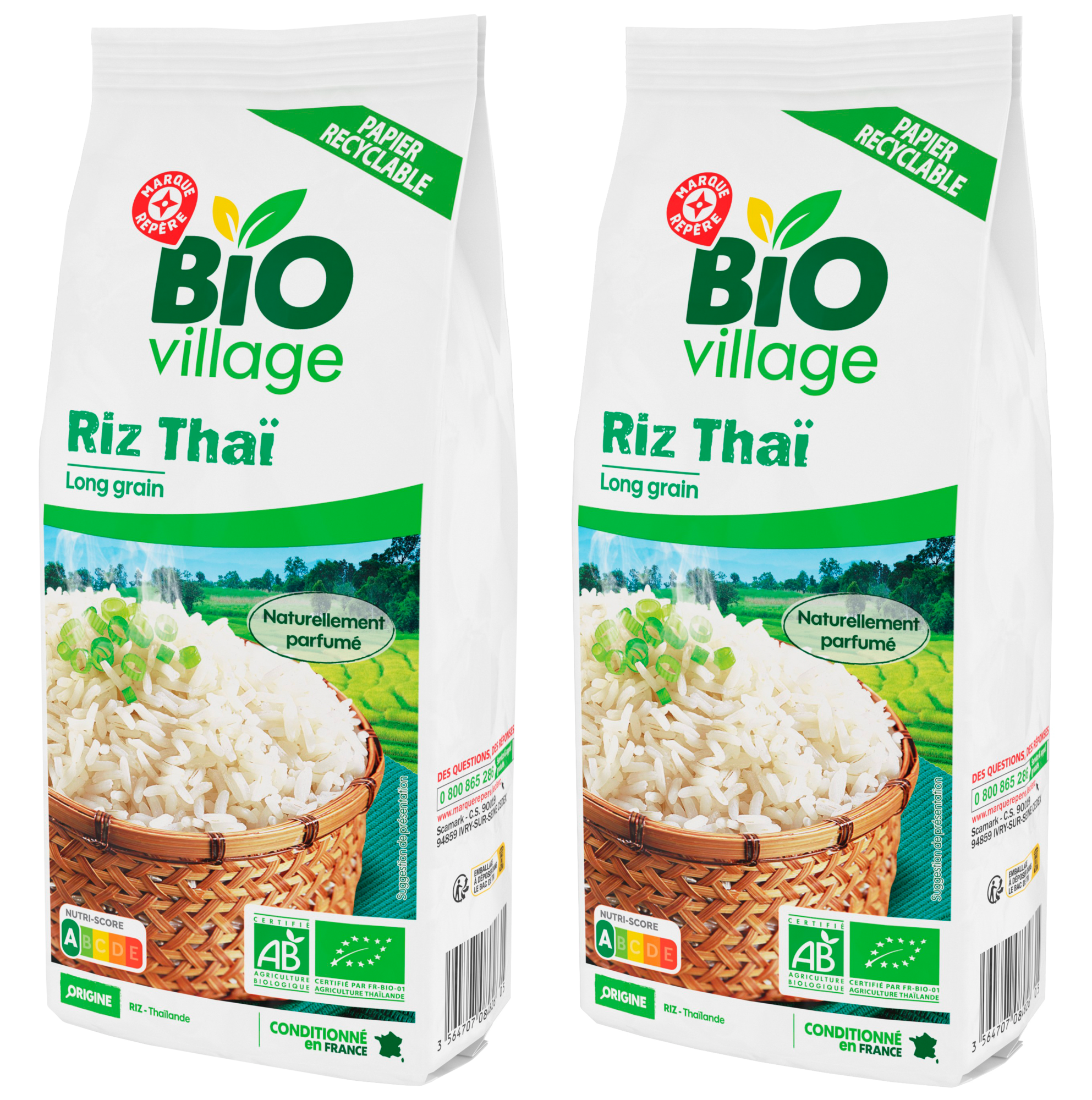 BIO VILLAGE SUR LES PRODUITS PRÉSENTS EN MAGASIN DE LA GAMME RIZ BIO VILLAGE. code EAN 3564707084802 