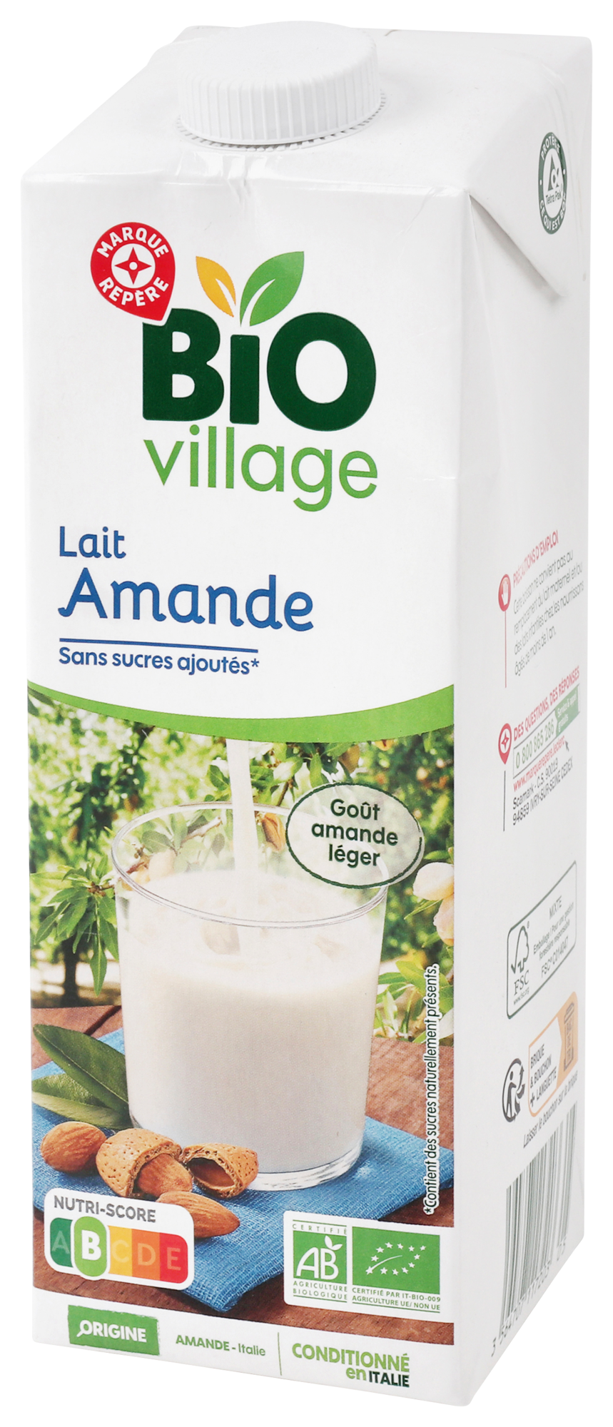 LAIT D'AMANDE SANS SUCRES AJOUTÉS BIO