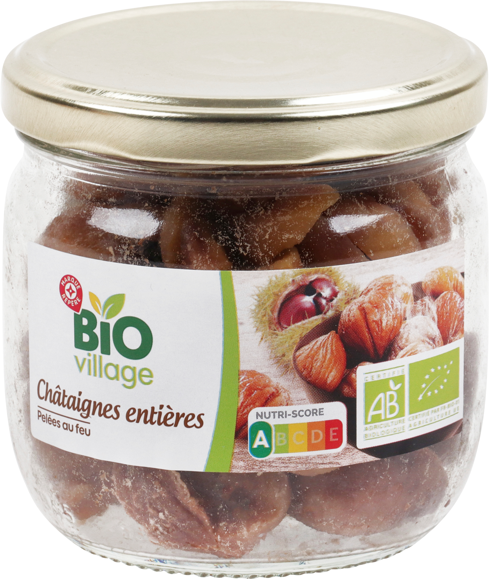 CHÂTAIGNES ENTIÈRES PELÉES AU FEU