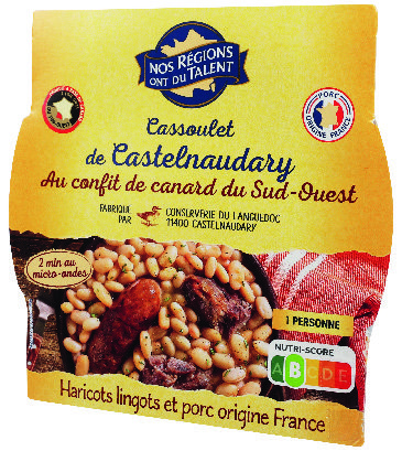  CASSOULET DE CASTELNAUDARY AU CONFIT DE CANARD - MICRO ONDABLE “NOS RÉGIONS ONT DU TALENT” code EAN 3564709052557 