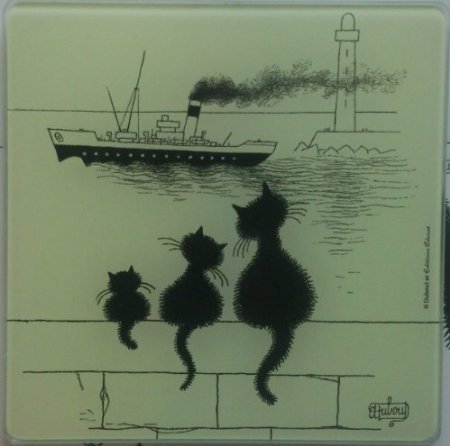 Dessous de Plats DESSOUS DE PLATS VERRE SERIGRAPHIE LES CHATS DUBOUT 3 CHATS ET BATEAU code EAN 3565750193503 