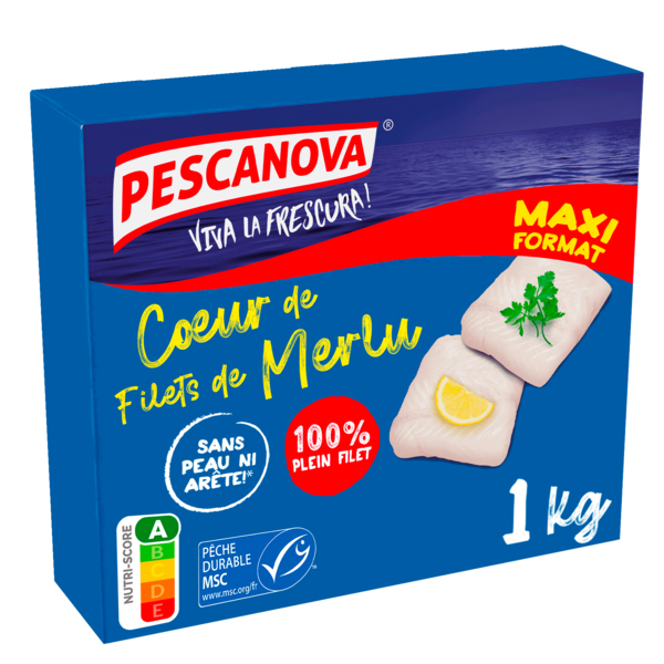 Coeur de filets de merlu surgelés 
