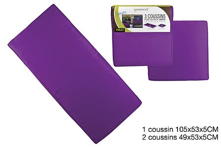 ESSENCIEL Set 3 coussins salon violet