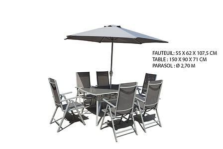 ESSENCIEL Salon de jardin 8 pièces silver SANTI...