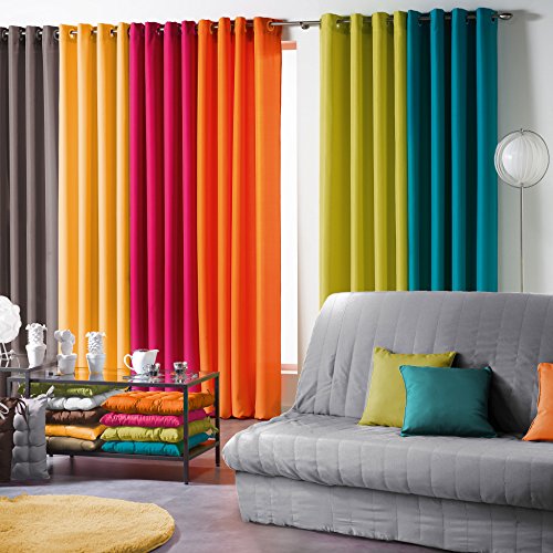 Essentiel rideau à passants polyester jaune 140...