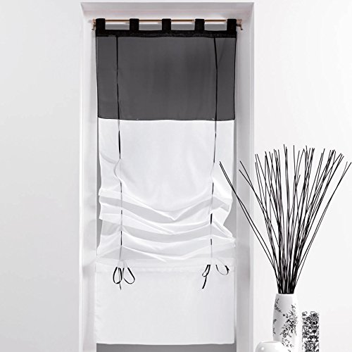 Store forme droite voile polyester blanc/noir 1...