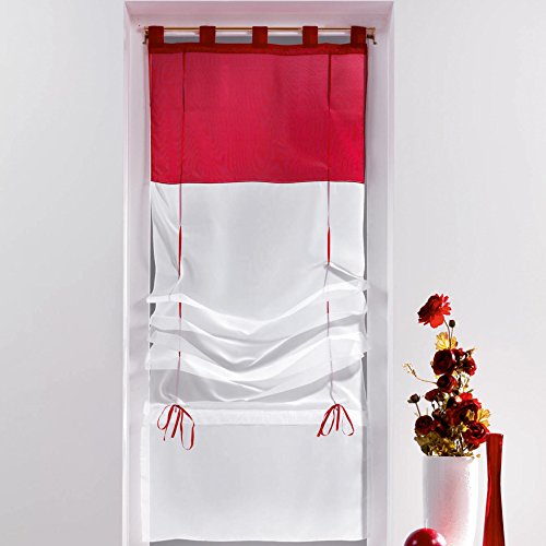 Store forme droite voile polyester blanc/rouge ...