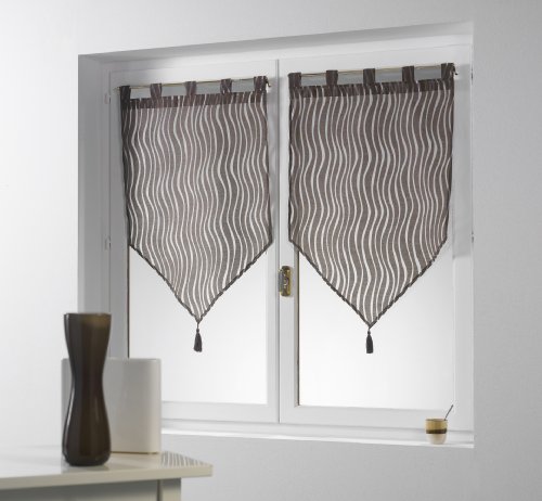 2 voiles pompons 60x90 SAFARI organza choco