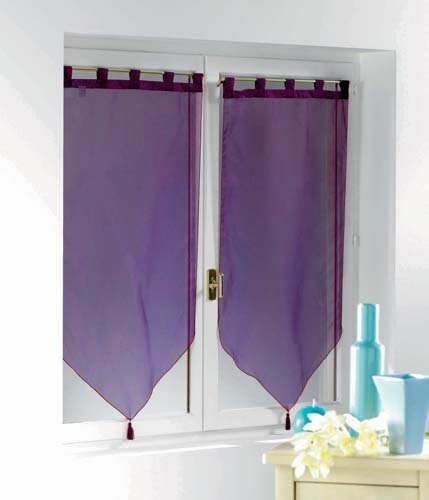 Voile uni paire pompon polyester aubergine 60 x...