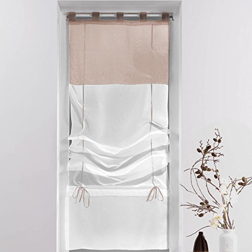 Store forme droite voile polyester blanc/taupe ...