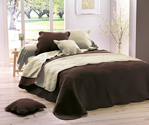 Couvre lit matelas boutis uni choco 220 x 240 cm