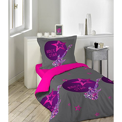 Parure 2 pièces imprimé rock girl coton 140 x 2...