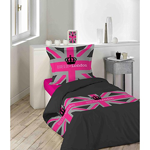 Parure 2 pièces imprimé london girl coton 140 x...