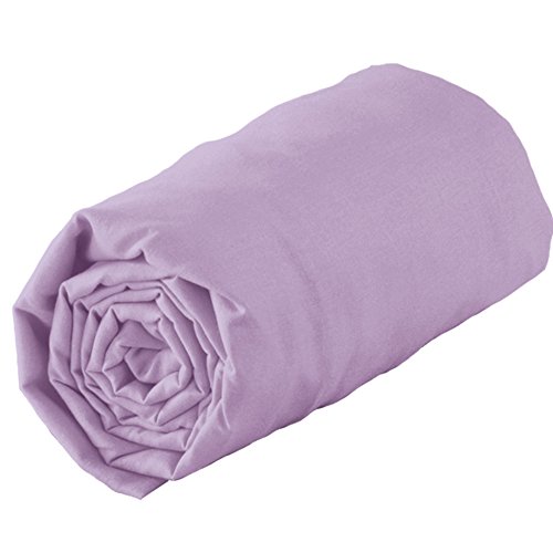 New drap housse jersey uni coton lilas 160 x 20...