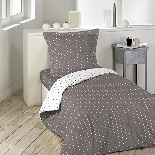 Pixa housse de couette coton taupe/blanc 140 x ...