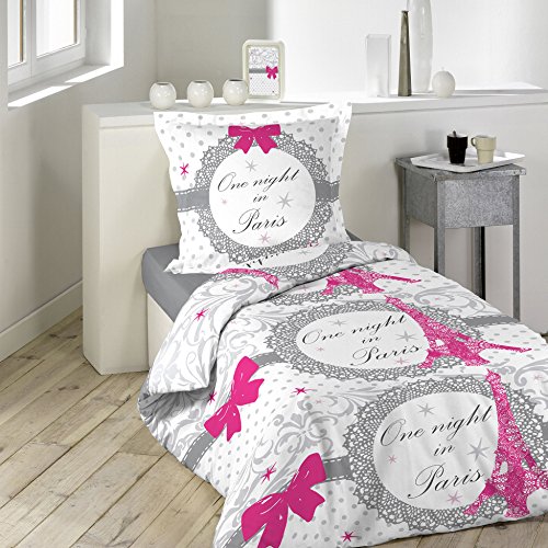 Paris love parure avec taie d'oreiller coton mu...