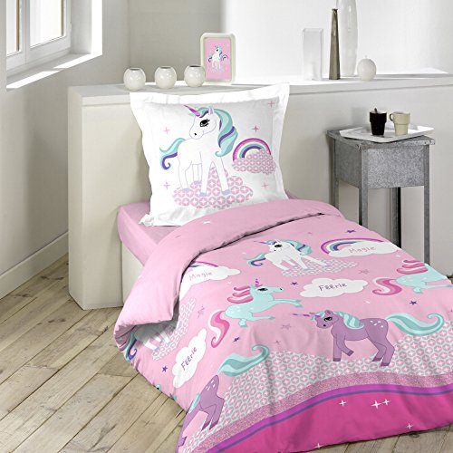 Licorne parure avec taie d'oreiller coton multi...