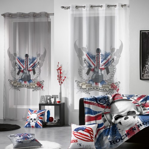 Panneau oeillet voile imprimé rock blanc 140 x ...