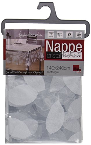 DecorLine Nappe Cristal Imprimé Feuille Blanc 1...