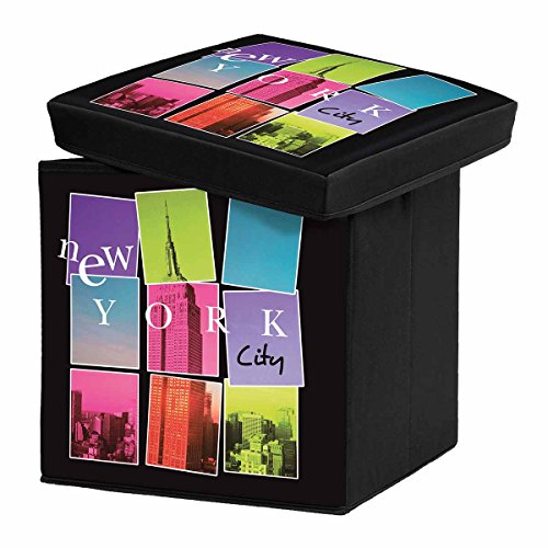 Ligne Décor Pouf de Rangement Pliable MDF/Polye...