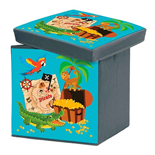 Décor Ligne Ligne Décor Pouf de Rangement Pliable MDF/Polyester Imprimé Pirate 38 x 38 x 38 code EAN 3574387215502 