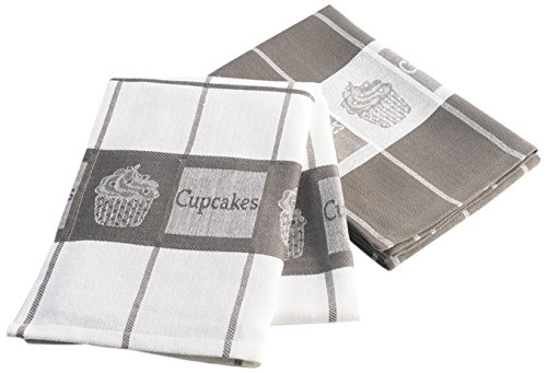 Décor Ligne Ligne Décor Café Gourmand Lot de 2 Torchons Imprimé Jacquard/Coton 8512 Taupe/Blanc 50 x 70 x 70 cm code EAN 3574387304473 
