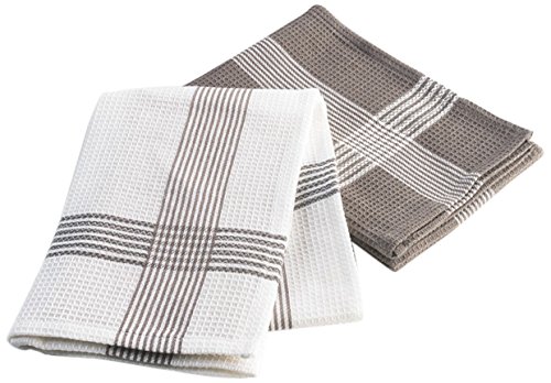 Décor Ligne Ligne Décor Lot de 2 Torchons Coton Nid Abeille Imprime/Taupe Coton Taupe 70 x 50 x cm code EAN 3574387304503 