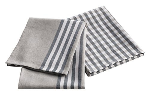 Set de 2 torchons top cuisine coton gris 50 x 7...