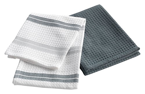 Set de 2 torchons top cuisine coton gris 50 x 7...