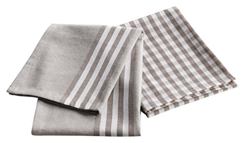 Set de 2 torchons coquette coton taupe 50 x 70 cm