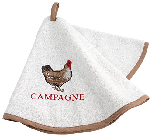 Essuie-main rond coquette eponge brodée/coton t...